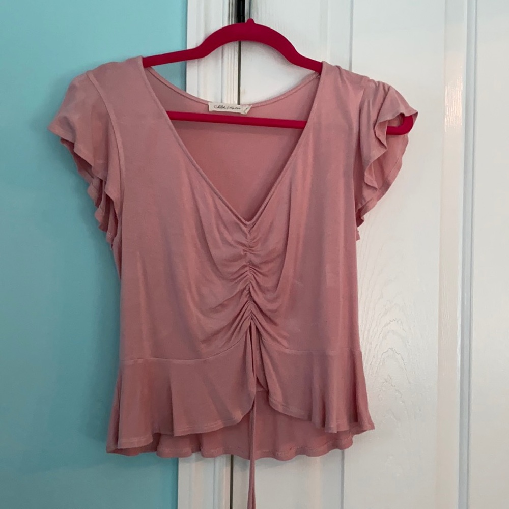 Chloe and Katie pink top